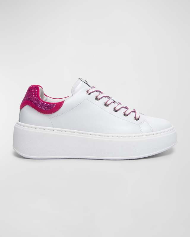 Bling Back Low-Top Leather Skater Sneakers