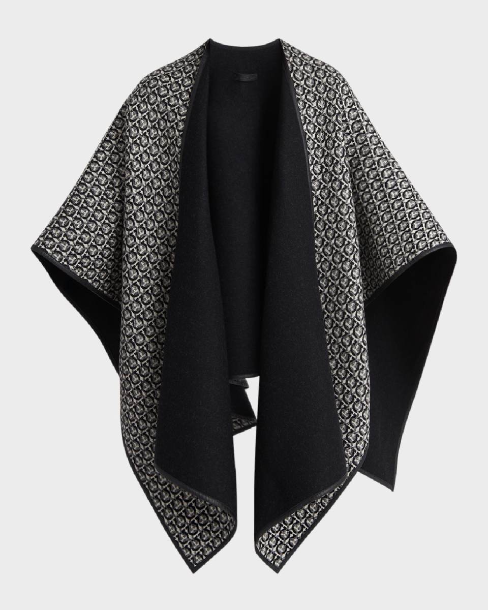 Gancini Wool & Leather Cape