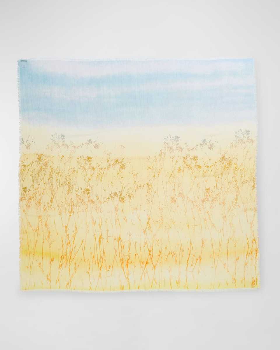 Marfa-Print Square Cotton-Silk Scarf