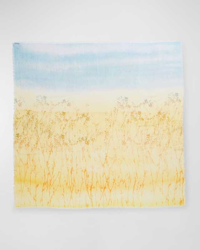 Marfa-Print Square Cotton-Silk Scarf