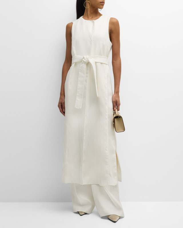 Aureo Belted Linen Shirtdress