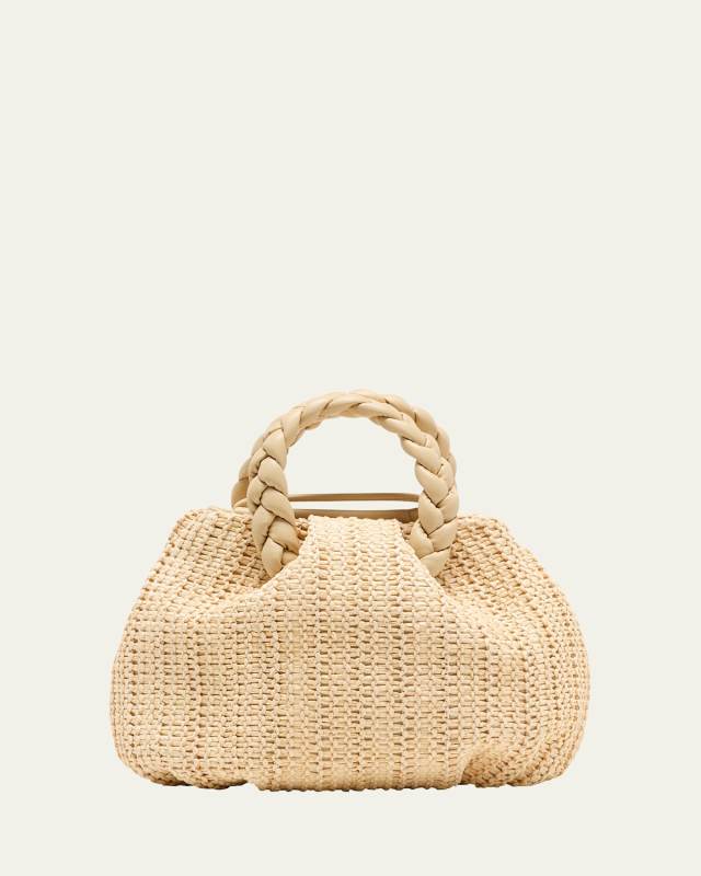 Bombon Medium Raffia Top Handle Bag