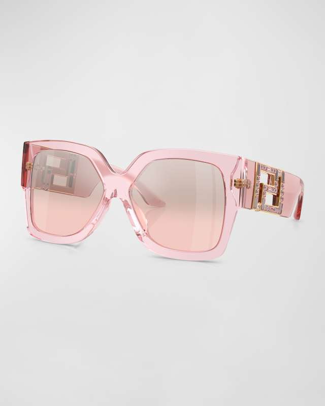 Embellished Greca Acetate Rectangle Sunglasses