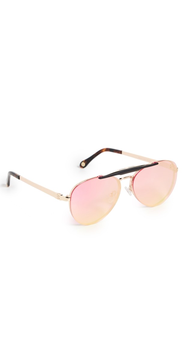 Vontélle Dwayne Clip On Oversize Sunglasses Gold Metal/Blush
