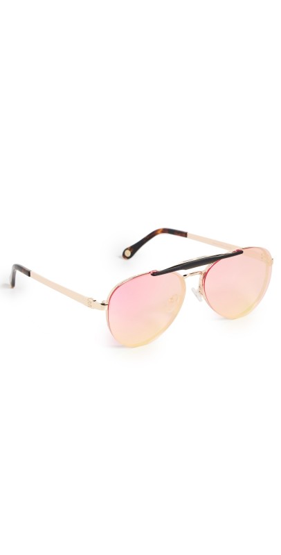 Vontélle Dwayne Clip On Oversize Sunglasses Gold Metal/Blush