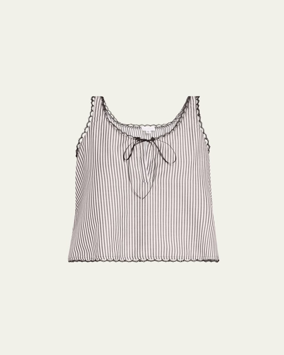 Vivi Striped Lace-Trim Lounge Tank