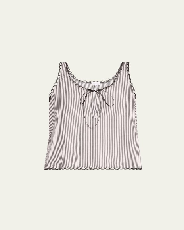 Vivi Striped Lace-Trim Lounge Tank