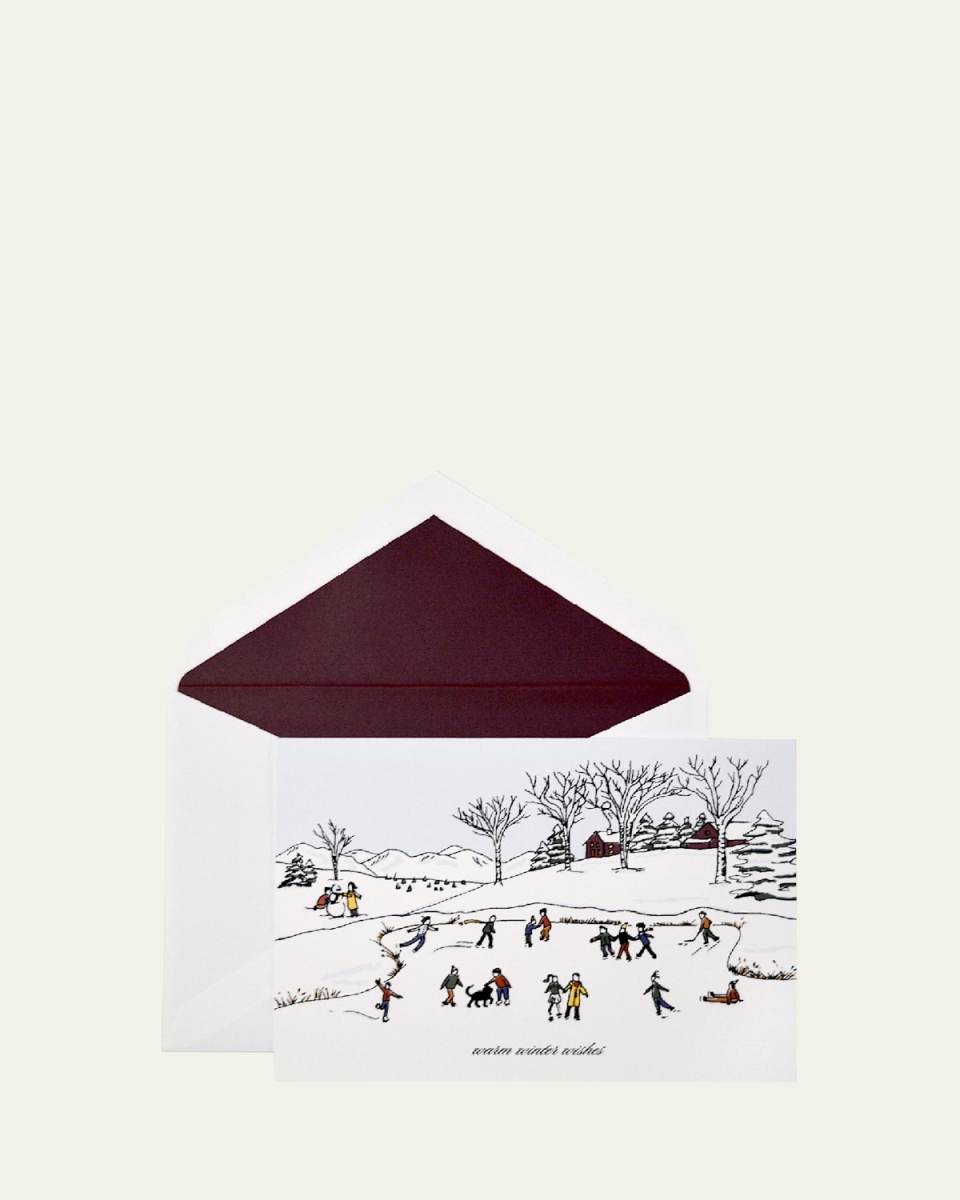 Skating Pond Holiday Cards Box, Set of 10 Cards