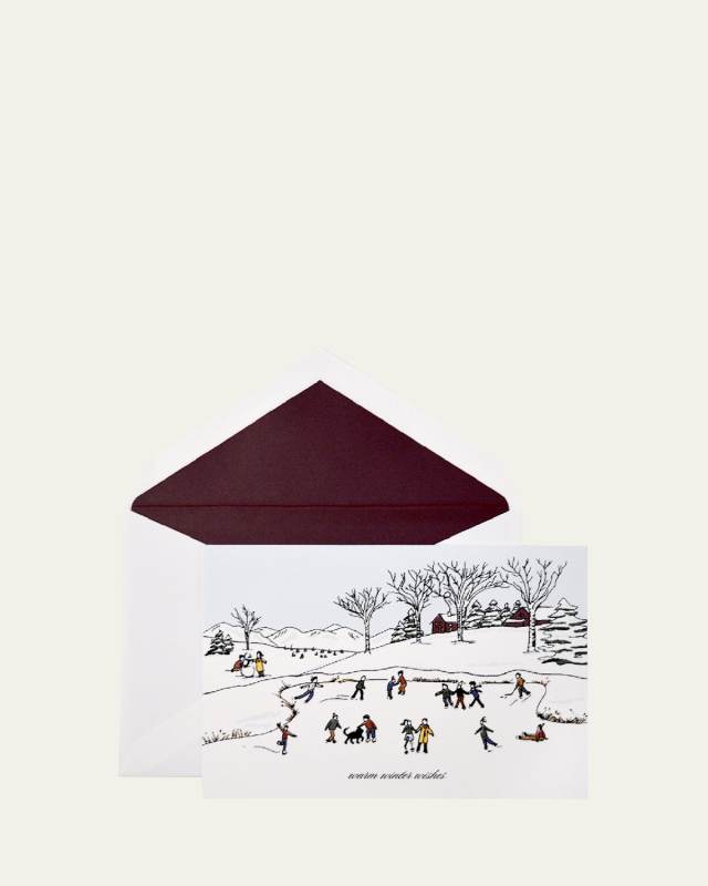 Skating Pond Holiday Cards Box, Set of 10 Cards