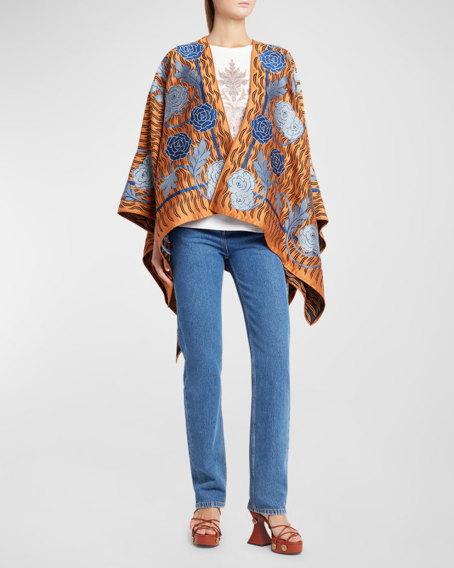 Jacquard Floral Cape