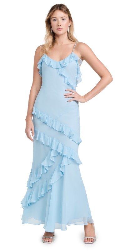 LoveShackFancy Rialto Dress Aqua Mist
