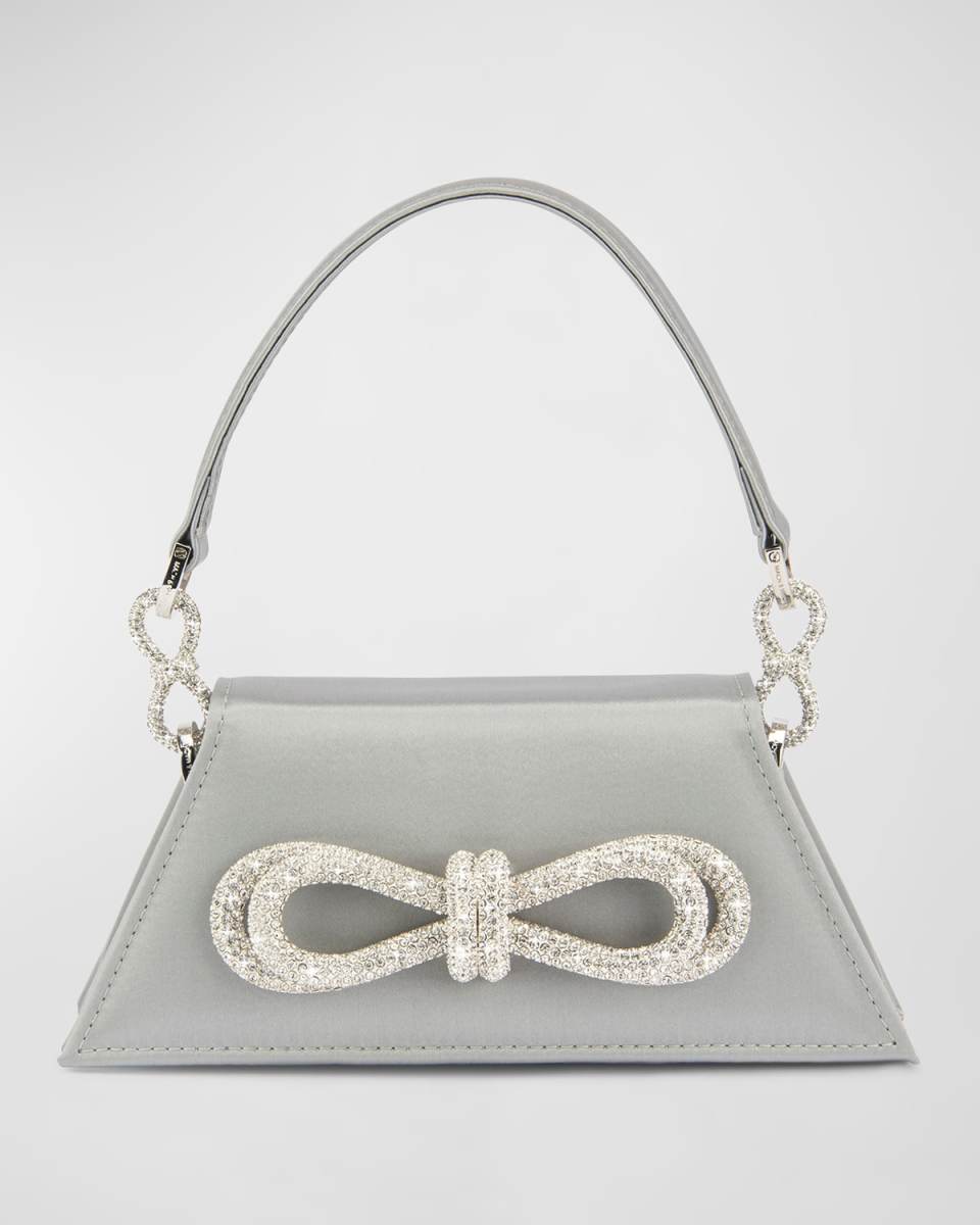 Samantha Embellished Bow Satin Top-Handle Bag