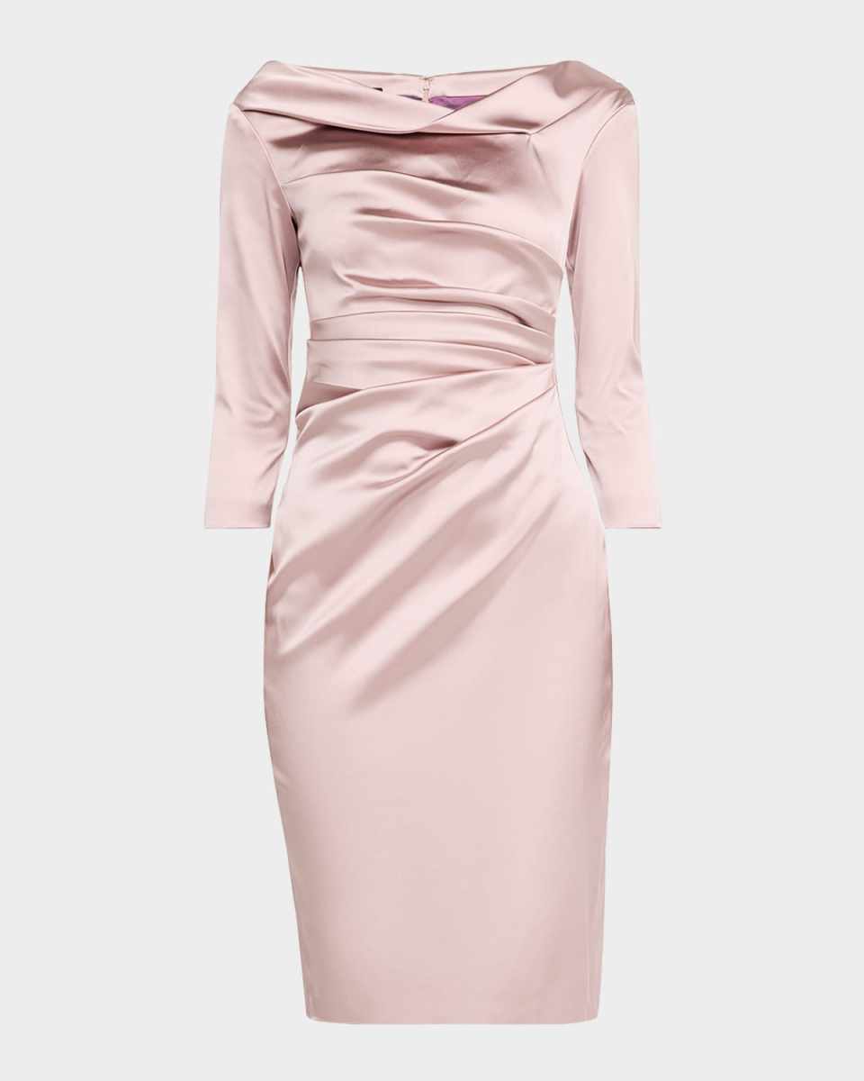 Draped Stretch Satin Duchesse Cocktail Dress