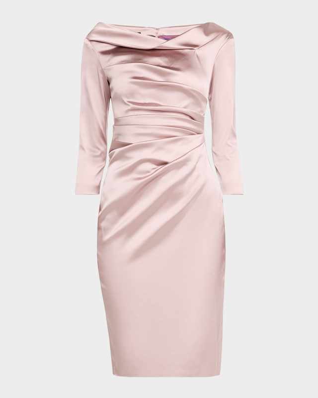 Draped Stretch Satin Duchesse Cocktail Dress