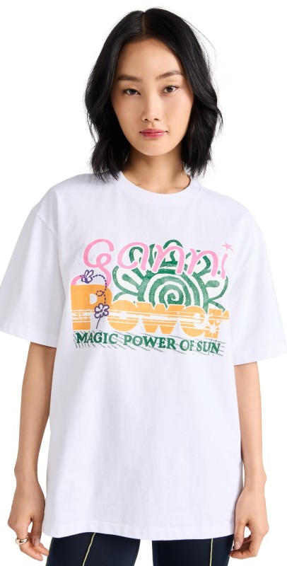 GANNI Future Heavy Jersey Sun Short Sleeve T-Shirt Bright White