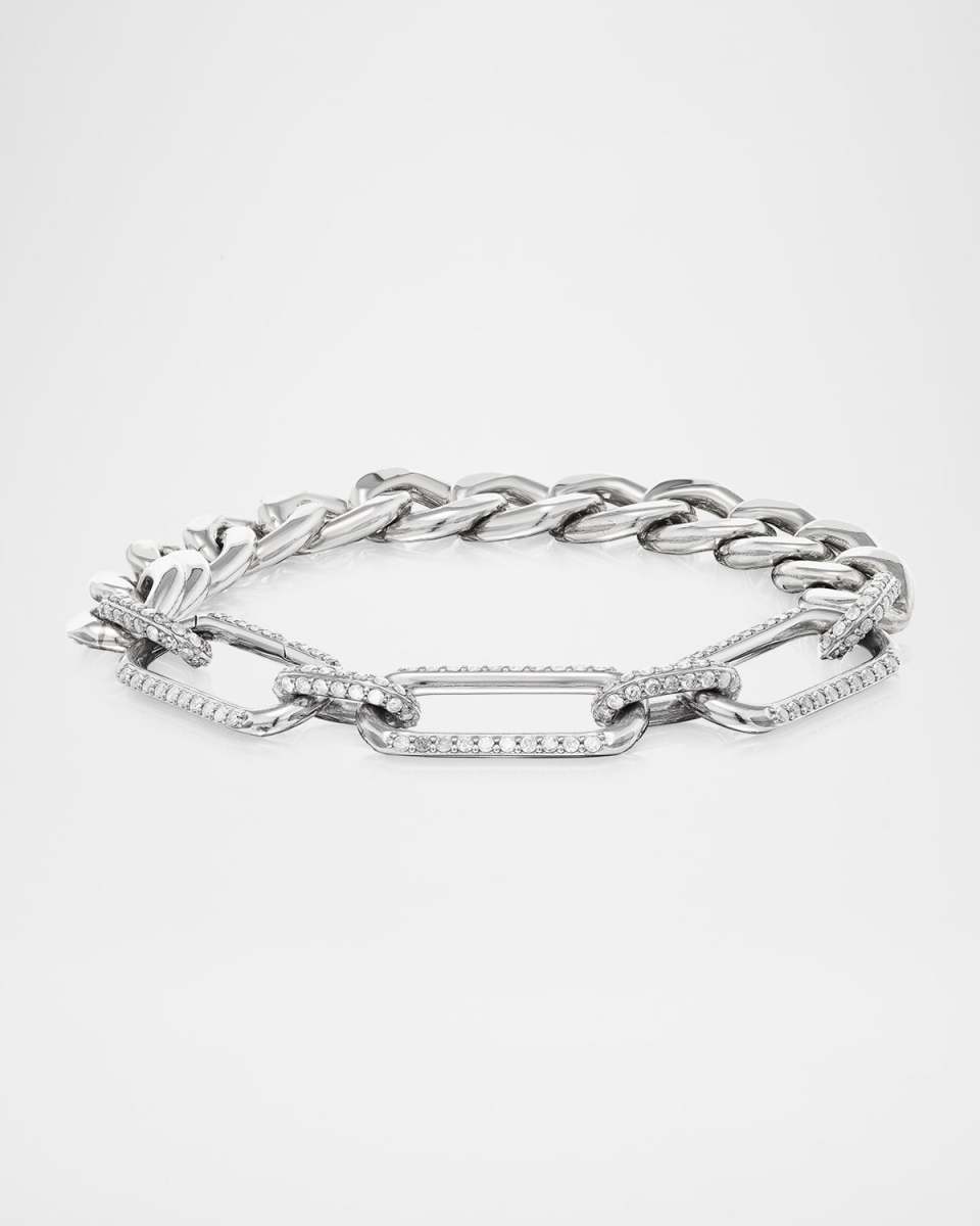 Large Soho Curb Link Diamond Bracelet in Sterling Silver