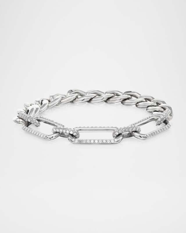 Large Soho Curb Link Diamond Bracelet in Sterling Silver