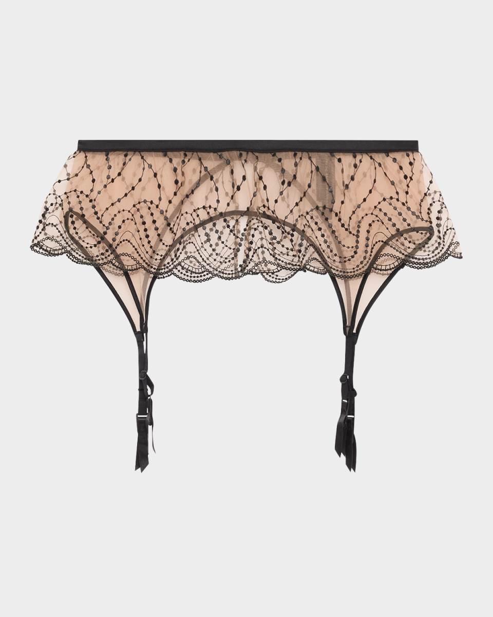 Ondule Embroidered Tulle Garter Straps