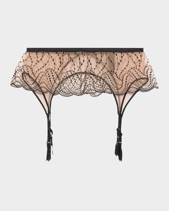 Ondule Embroidered Tulle Garter Straps