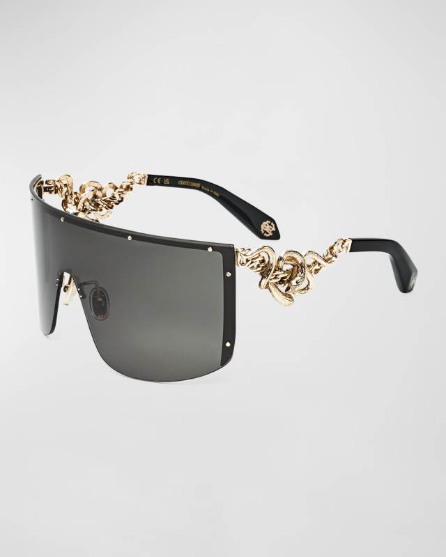 Iconic Snake Metal & Acetate Shield Sunglasses