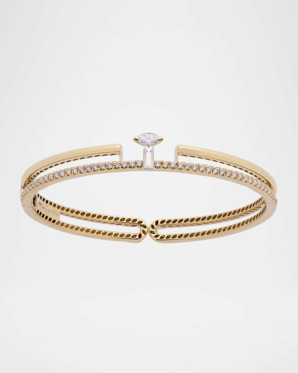 18K Yellow Gold Procida Double-Row Diamond Bangle Bracelet