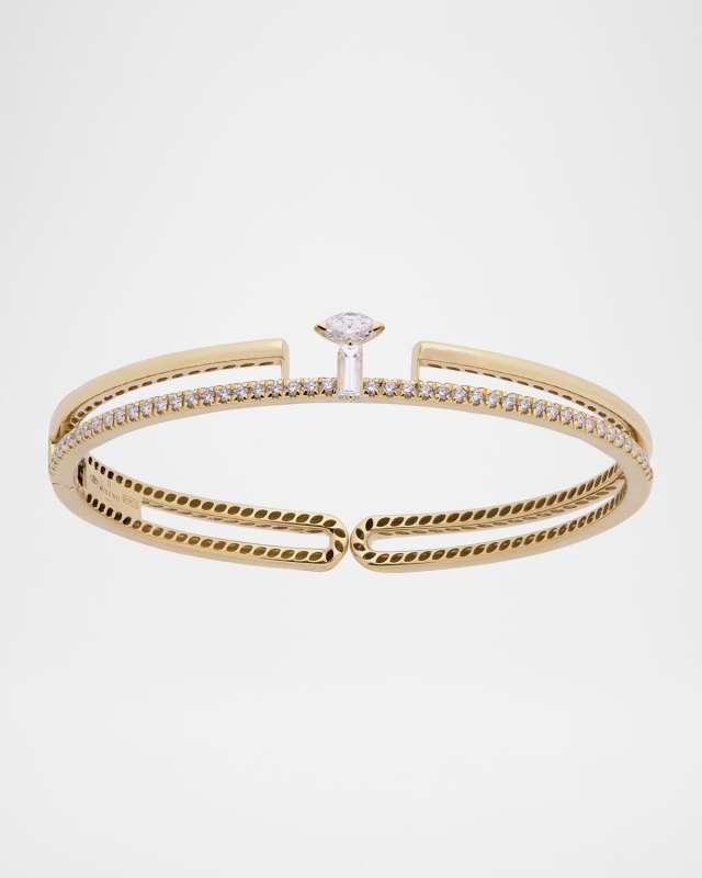 18K Yellow Gold Procida Double-Row Diamond Bangle Bracelet