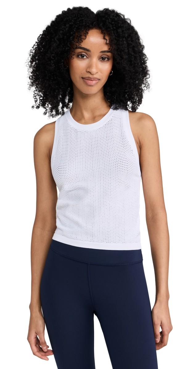 Spiritual Gangster Rise Seamless Mesh Racer Tank Bright White