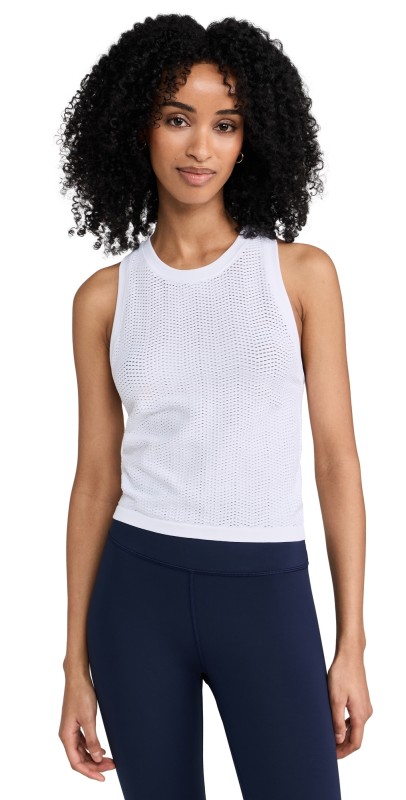Spiritual Gangster Rise Seamless Mesh Racer Tank Bright White