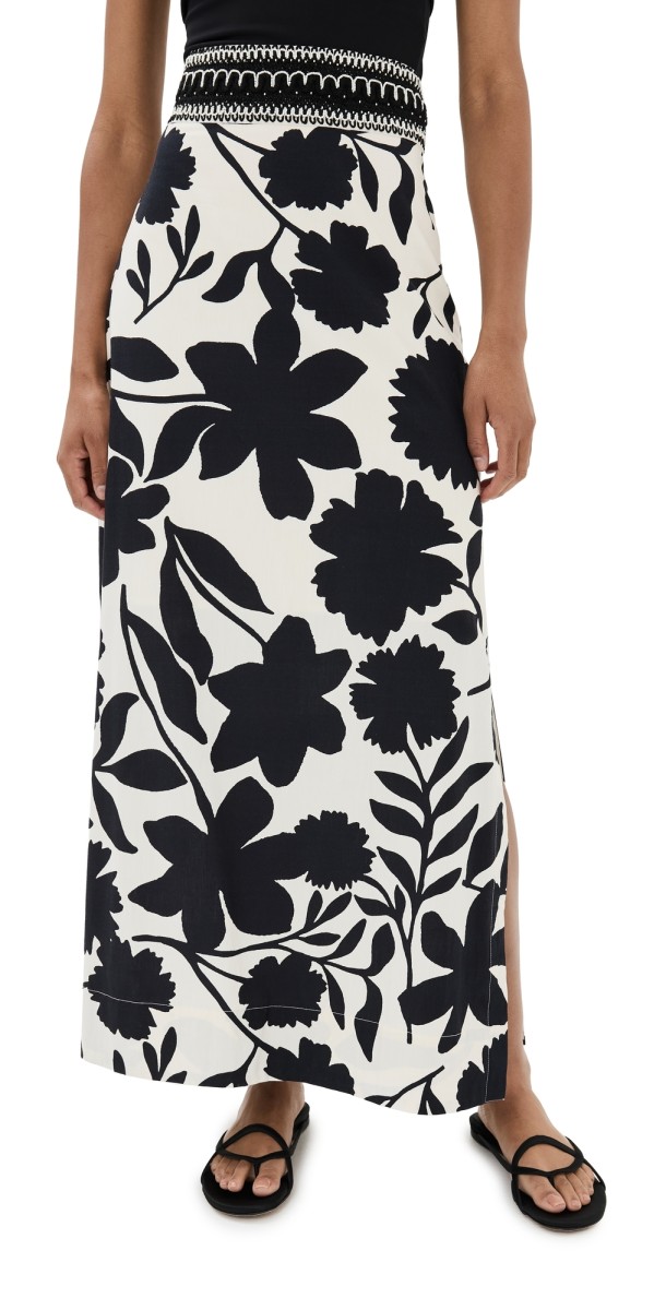 Figue Cressida Skirt Graphic Floral Onyx Black