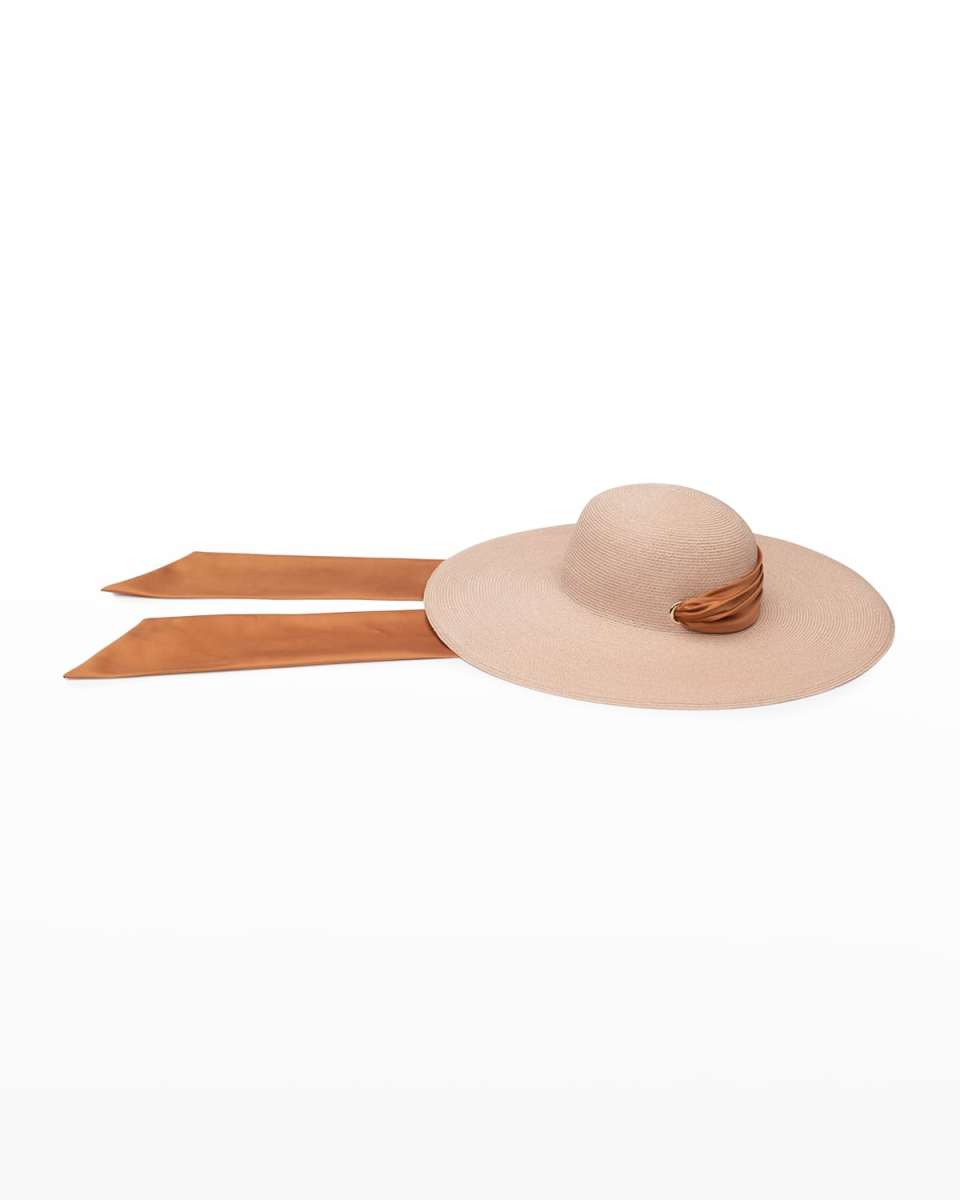 Bunny Hemp Straw Sun Hat w/ Satin Scarf