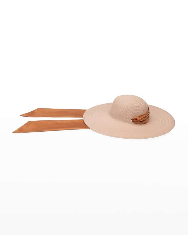 Bunny Hemp Straw Sun Hat w/ Satin Scarf