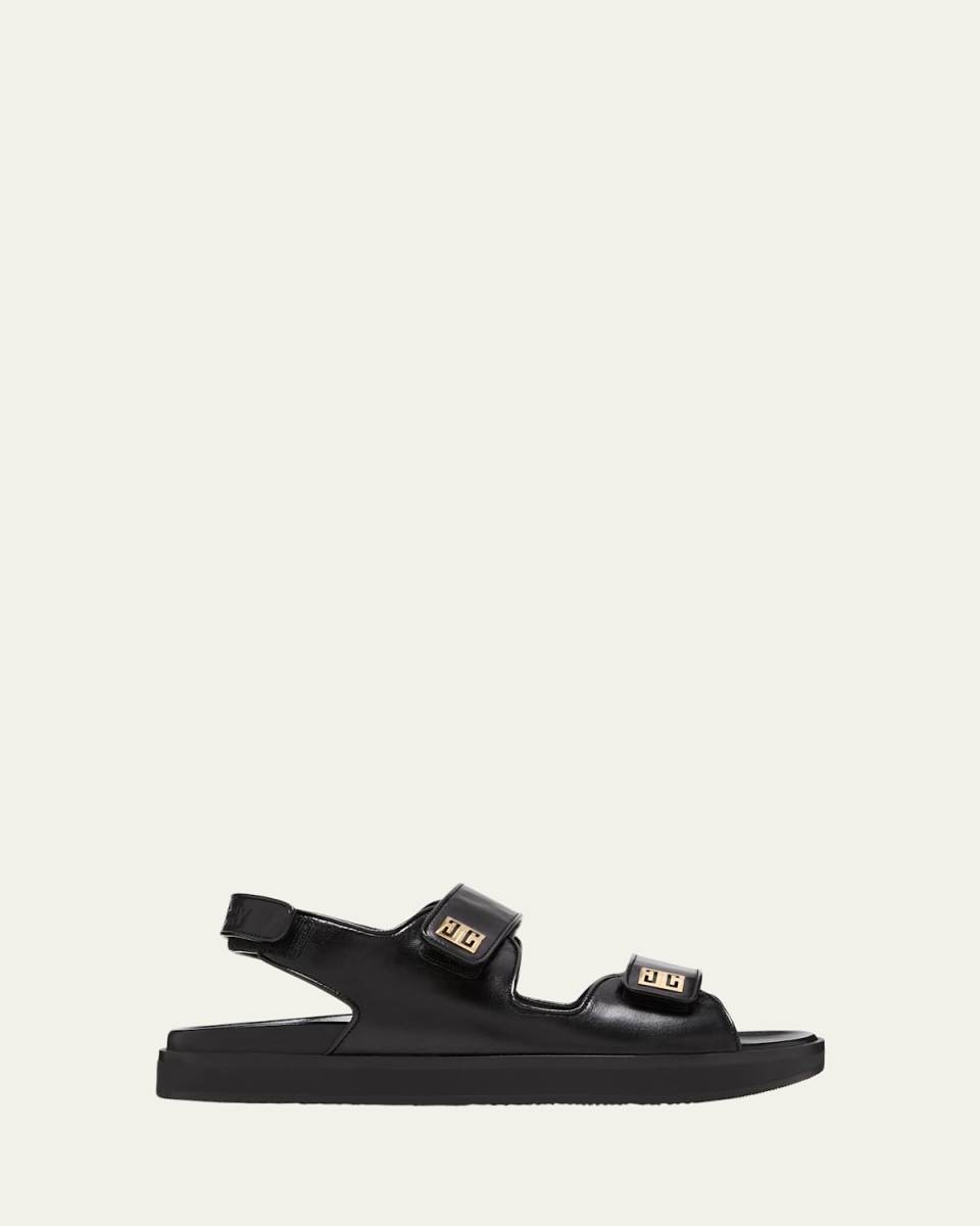 4G Leather Strap Flat Sandals