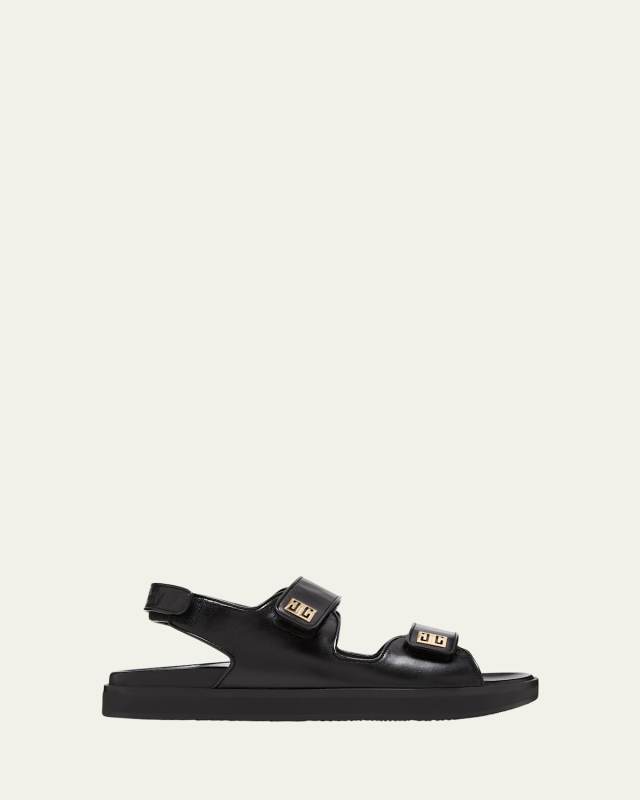 4G Leather Strap Flat Sandals