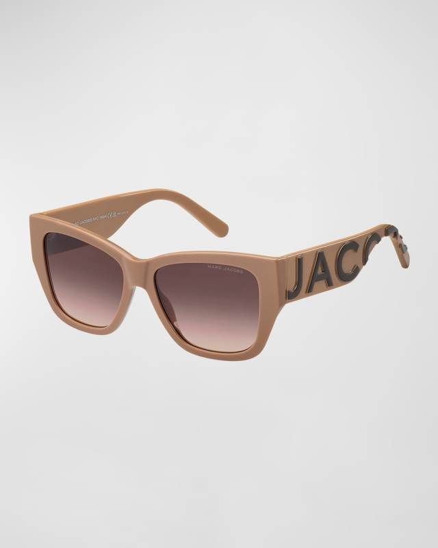 Embossed Logo Tonal Acetate Square Sunglasses