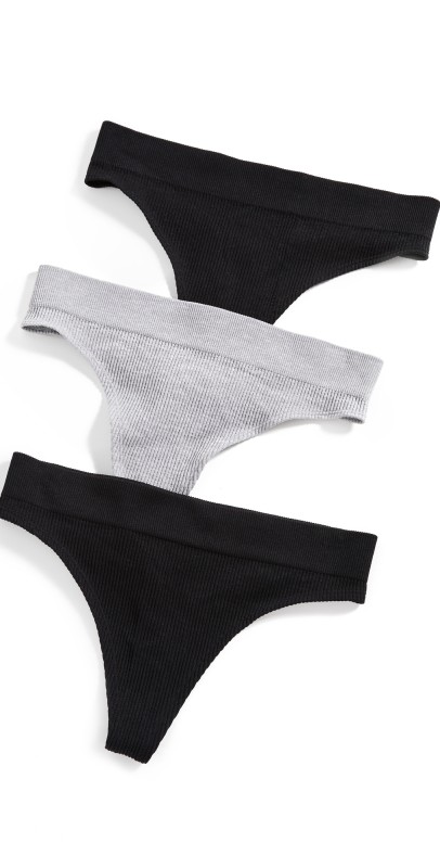 Honeydew Intimates Bailey 3 Pack Thong Black/Heather Grey/Black