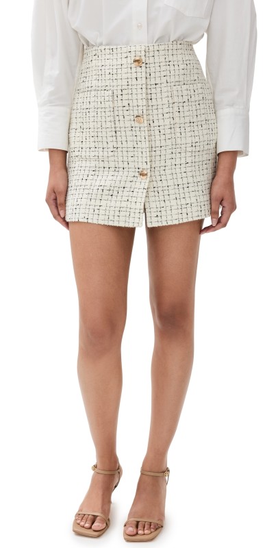 ANINE BING Mateo Skirt Cream and Black Tweed White/Black