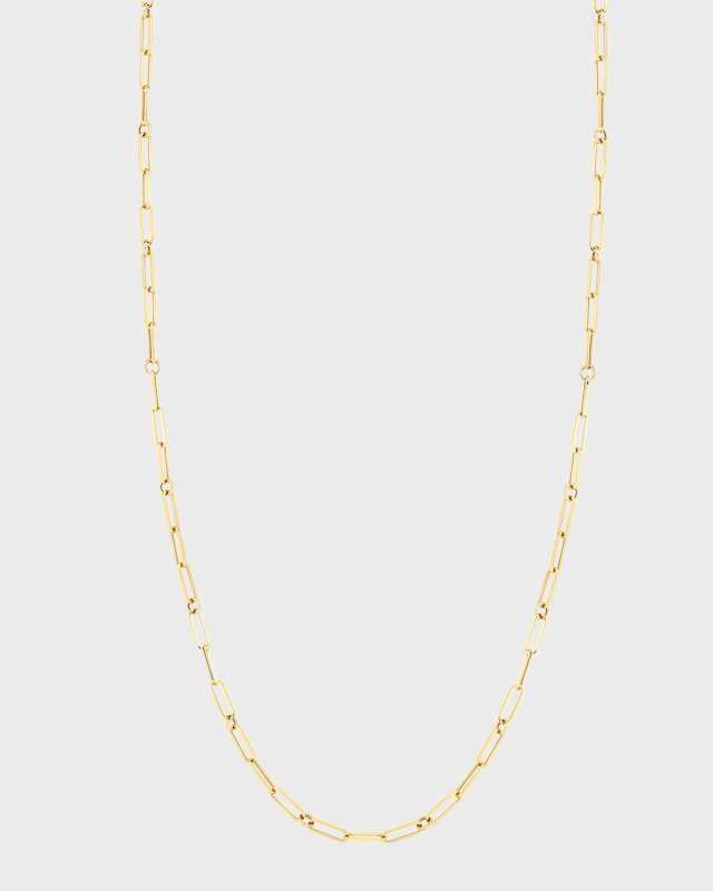 18k Gold Paperclip Necklace, 22"L