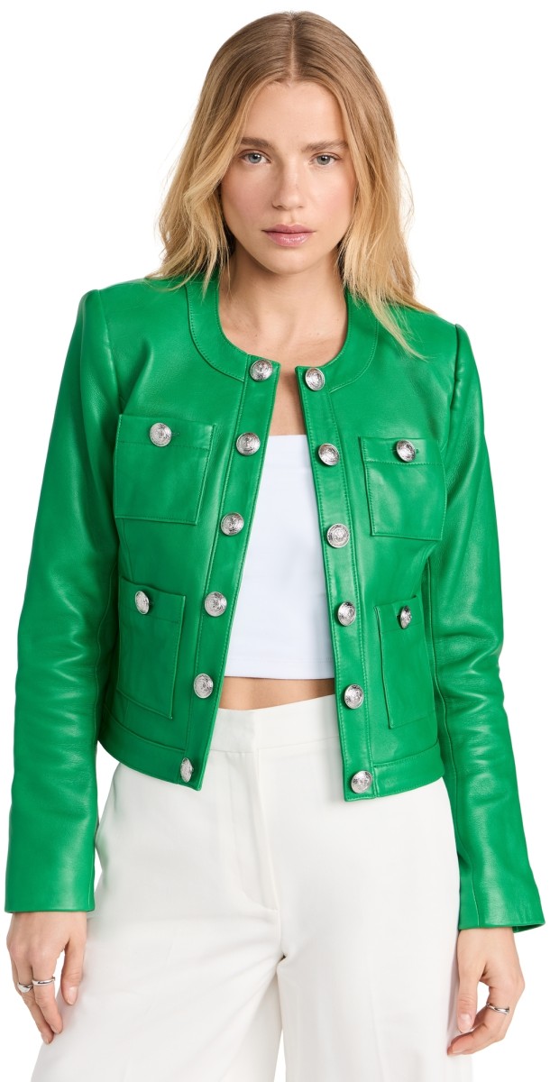 L'AGENCE Jayde Collarless Jacket Sea Green