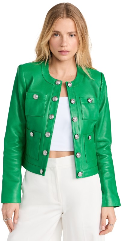 L'AGENCE Jayde Collarless Jacket Sea Green
