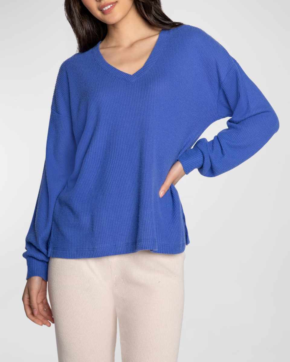 The Remix V-Neck Waffle Thermal Pajama Top