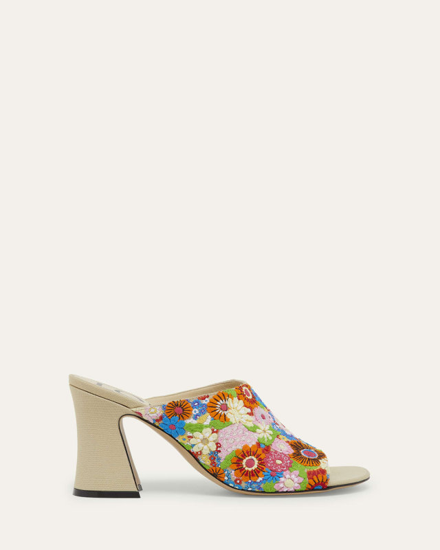 Calle Floral Embroidered Mule Sandals