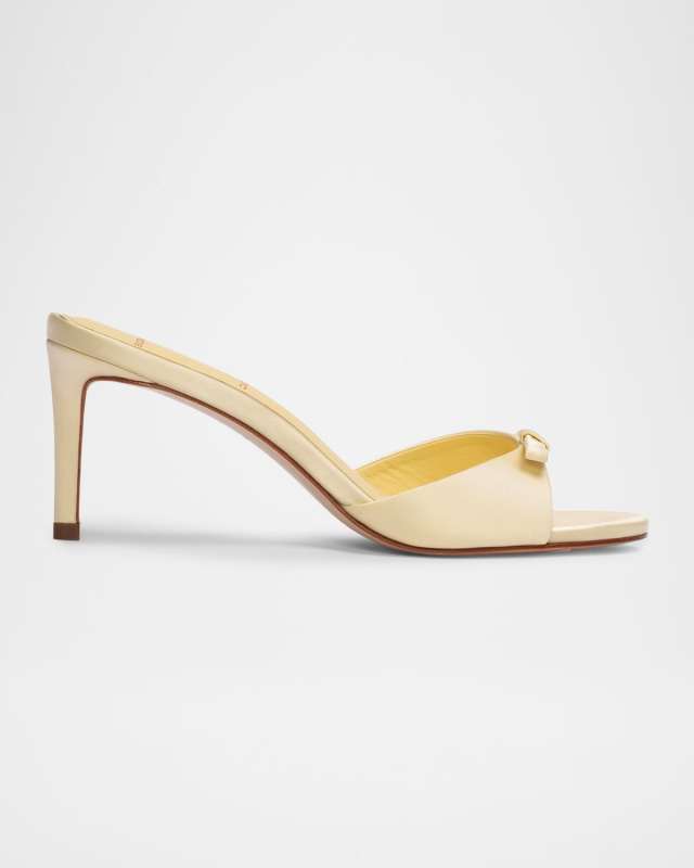 Satin Bow Stiletto Mule Sandals