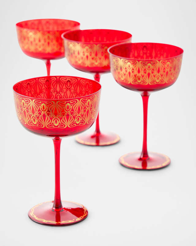 Holiday Red Coupe Glasses, Set of 4