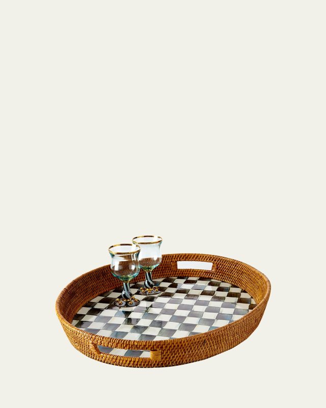 Courtly Check Rattan Party Tray