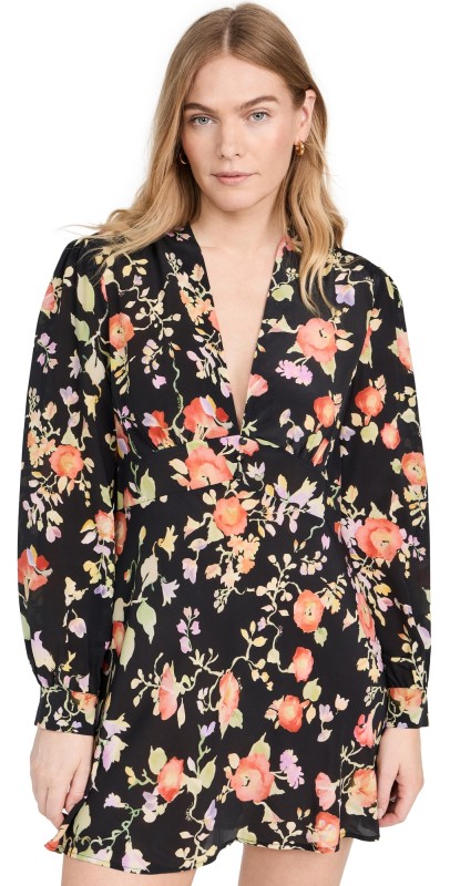 RIXO Hebe Dress Waterblossom Noir