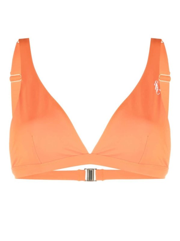 logo-print triangle bikini top