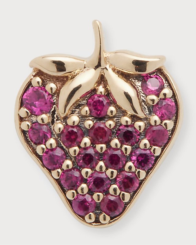 14k Ruby Strawberry Stud Earring, Single