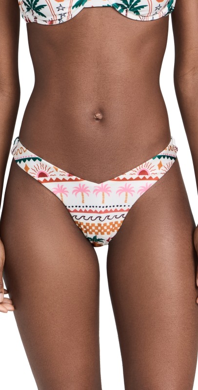 MINKPINK Eyona Bikini Bottoms White Palm Print