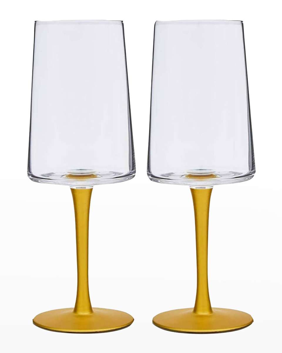 Creatures of Curiosity Golden Stemmed Wine Glasses, Set of 2