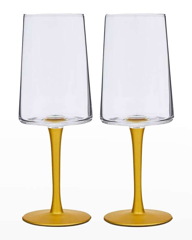 Creatures of Curiosity Golden Stemmed Wine Glasses, Set of 2